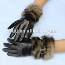 Winter Ladies' Rabbit Fur Decorate Glove